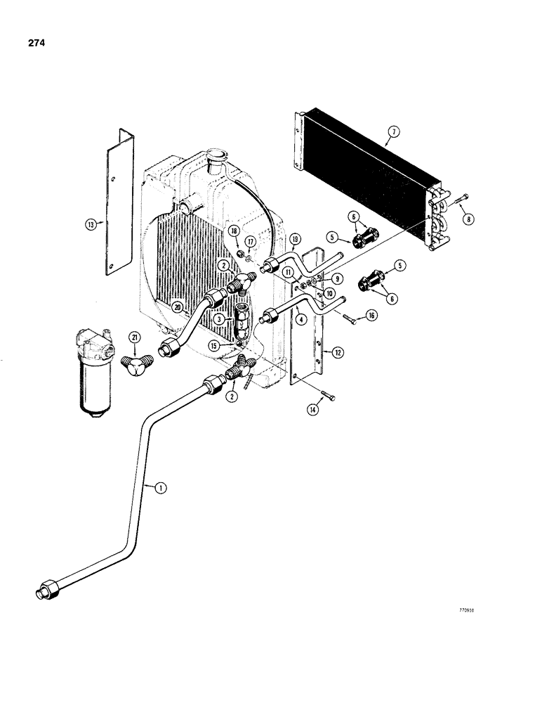 Схема запчастей Case 480C - (274) - PTO HYDRAULIC COOLING SYSTEM, TRACTOR SERIAL NUMBER 8967327 AND AFTER (35) - HYDRAULIC SYSTEMS