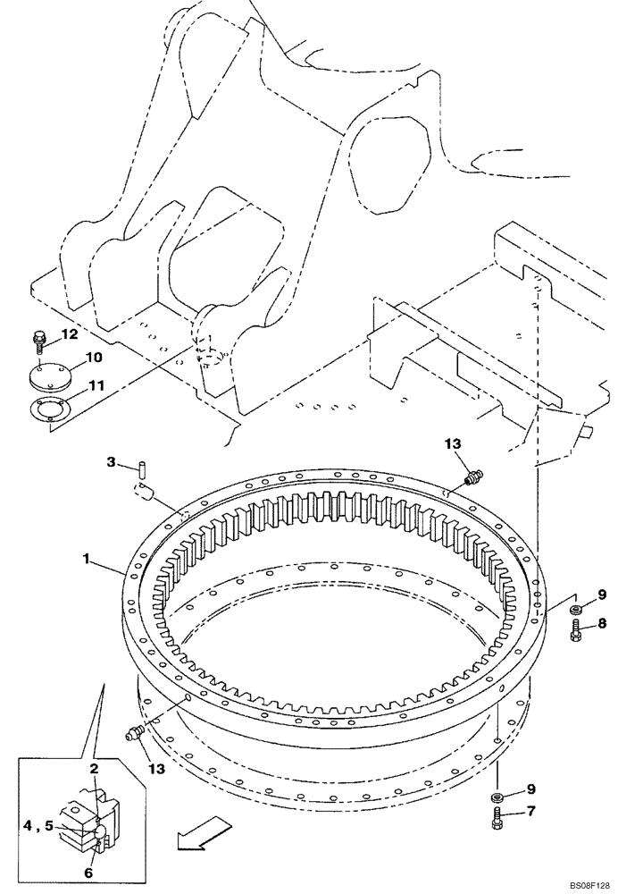 Схема запчастей Case CX470B - (09-01) - TURNTABLE BEARING (09) - CHASSIS