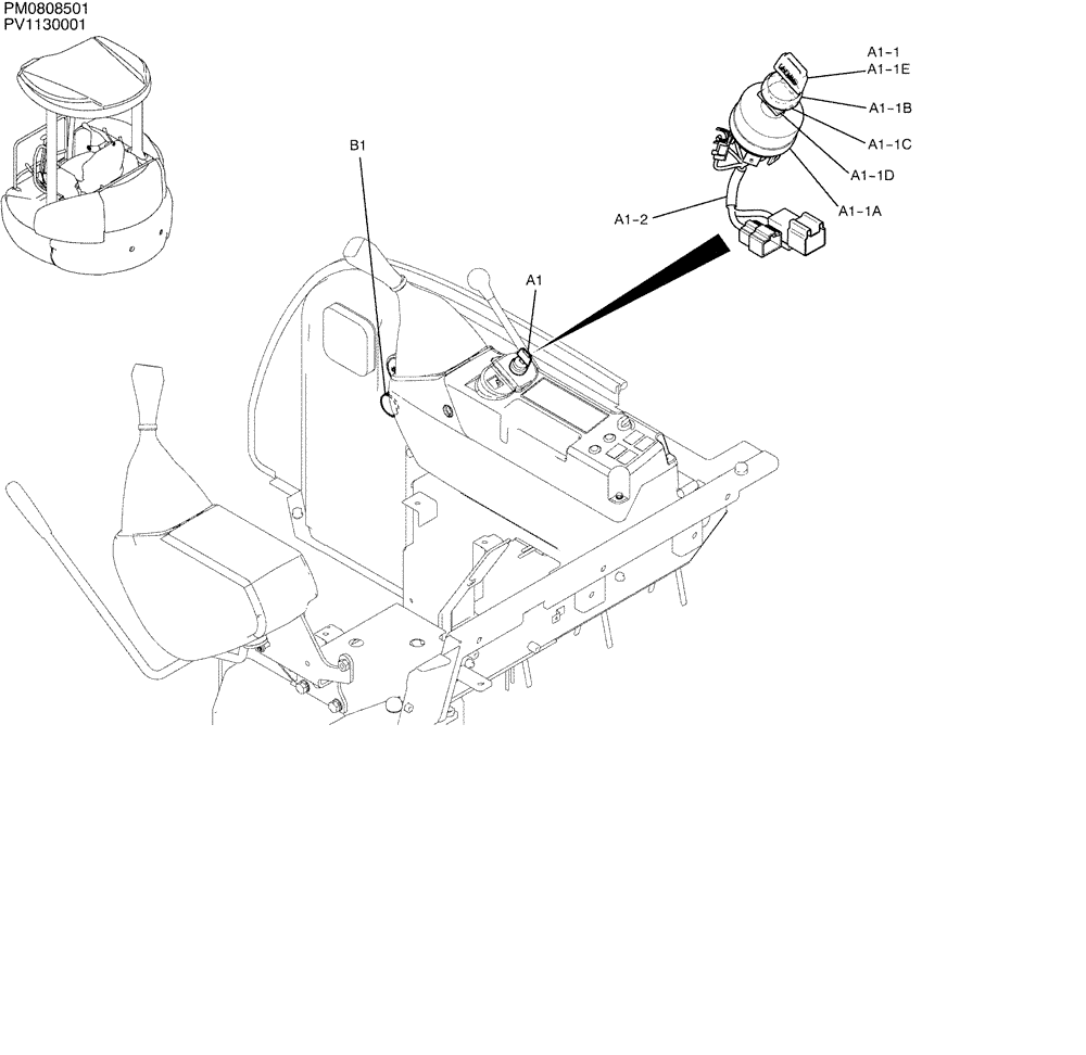 Схема запчастей Case CX27B - (01-069) - KEY ASSY (90) - PLATFORM, CAB, BODYWORK AND DECALS
