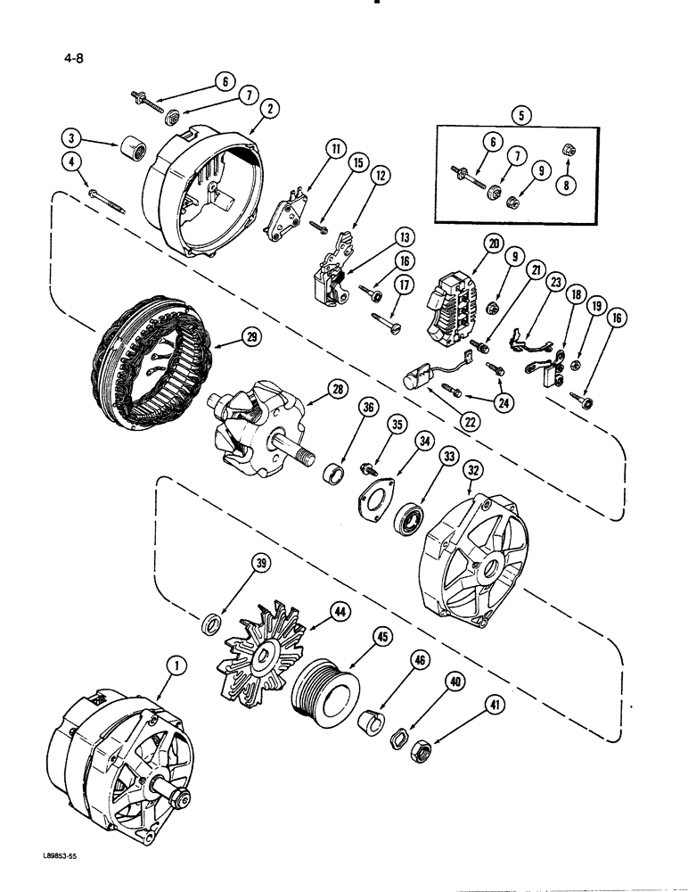 Схема запчастей Case 450C - (4-08) - A167897 ALTERNATOR (04) - ELECTRICAL SYSTEMS
