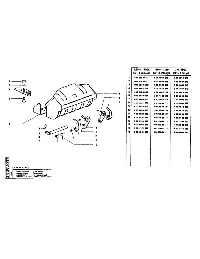 Схема запчастей Case LC80M - (121[2]) - LOADER BUCKET, (STRAIGHT CUTTING EDGE), 2M - 1600L (79" 2 CU. YD.) 