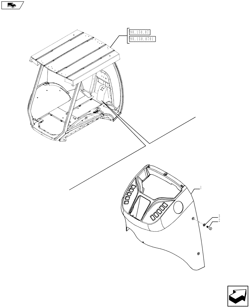 Схема запчастей Case 580SN - (90.160.12) - VAR - 423000, 747853, 747854, 747855 - CONSOLE - FRONT (90) - PLATFORM, CAB, BODYWORK AND DECALS