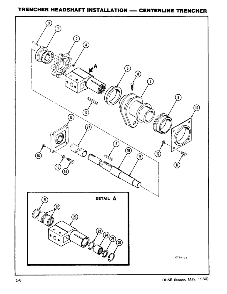 Схема запчастей Case DH5 - (2-06) - TRENCHER HEADSHAFT INSTALLATION - CENTERLINE TRENCHER (89) - TOOLS