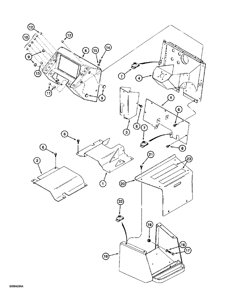 Схема запчастей Case 560 - (9-004) - OPERATORS COMPARTMENT, FLOORPLATES, STEP, STEERING TOWER, AND INSTRUMENT PANEL (09) - CHASSIS/ATTACHMENTS