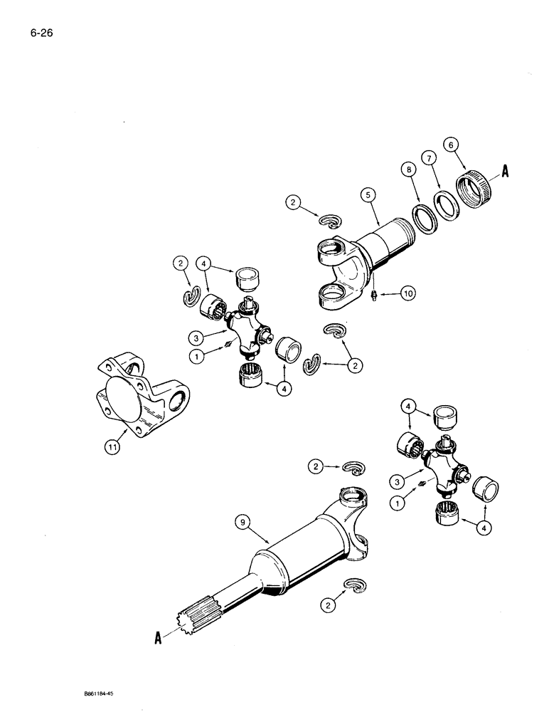 Схема запчастей Case 360 - (6-26) - DRIVE SHAFT (06) - POWER TRAIN