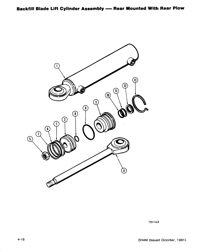 Схема запчастей Case DH4B - (4-18) - BACKFILL BLADE LIFT CYLINDER ASSEMBLY - REAR MOUNTED WITH REAR PLOW (35) - HYDRAULIC SYSTEMS