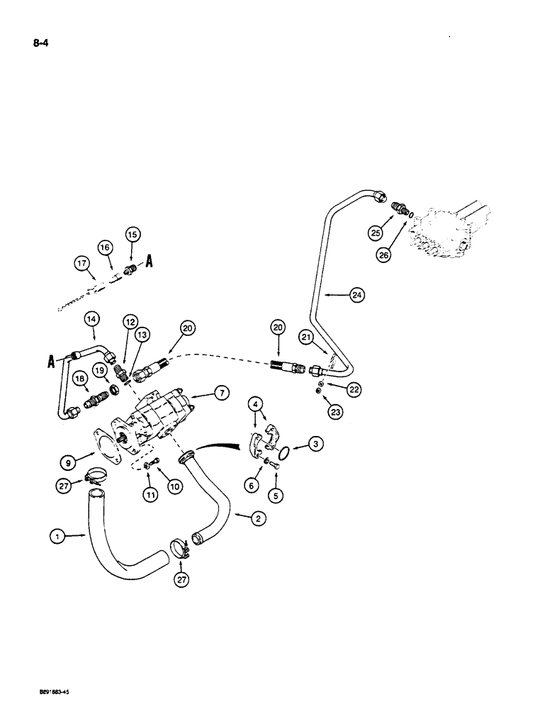 Схема запчастей Case W14C - (8-04) - HYDRAULIC CIRCUIT, RESERVOIR TO PUMP AND LOADER CONTROL (08) - HYDRAULICS