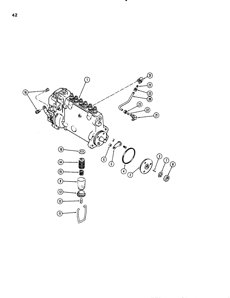 Схема запчастей Case W20 - (042) - A138031 INJECTION PUMP, (401 BD) DIESEL ENGINE (03) - FUEL SYSTEM