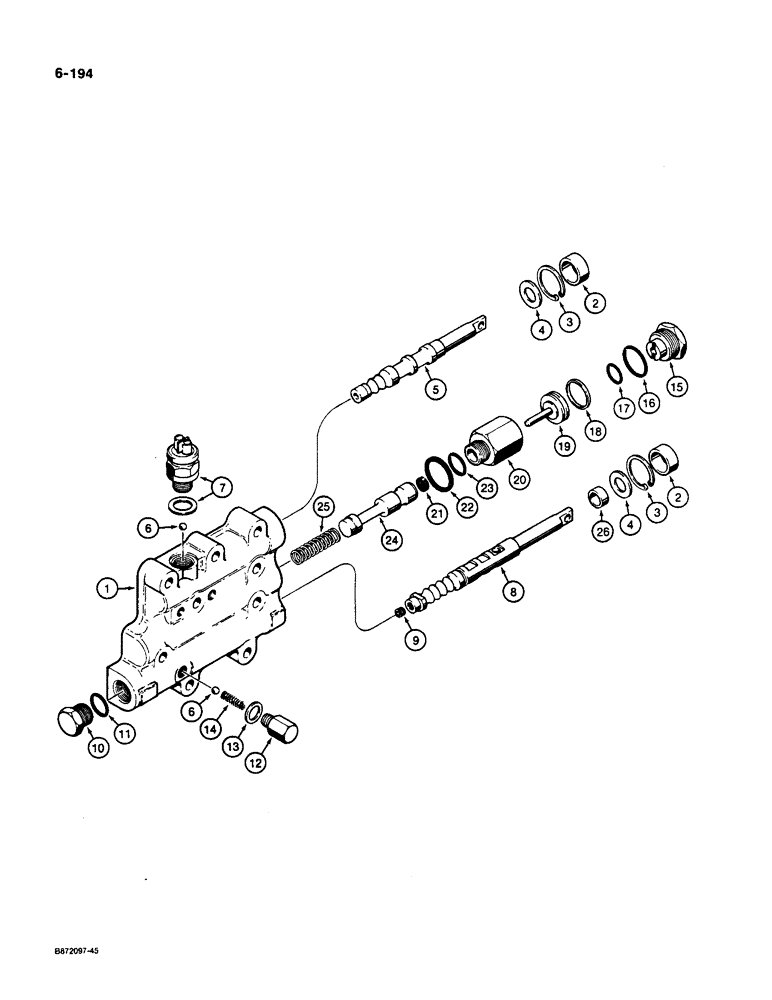 Схема запчастей Case W36 - (6-194) - TRANSMISSION ASSEMBLY, CONTROL VALVE (06) - POWER TRAIN