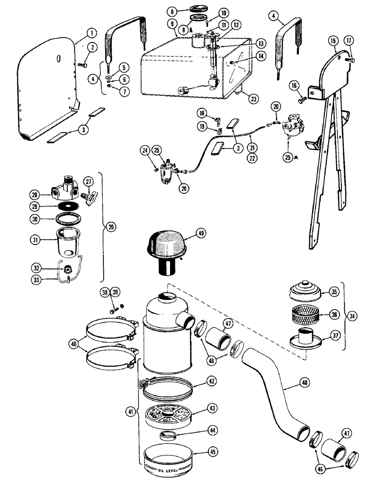 Схема запчастей Case W9A - (040) - FUEL TANK SYSTEM, GASOLINE, O1933AB FUEL STRAINER, OIL BATH (03) - FUEL SYSTEM