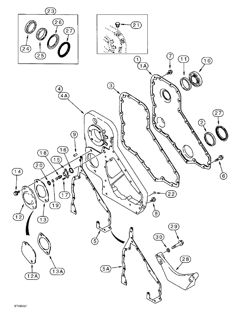 Схема запчастей Case 1155E - (2-008) - FRONT GEAR COVER, 6-830 ENGINE, 6T-830 ENGINE (02) - ENGINE