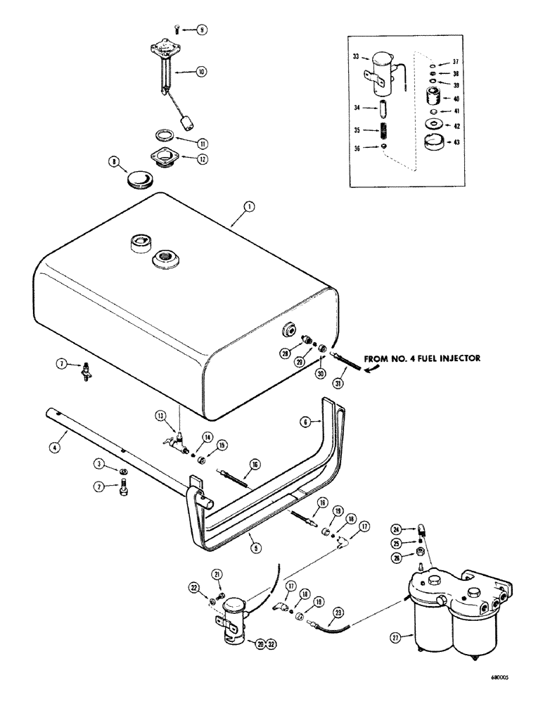Схема запчастей Case 680CK - (028) - FUEL TANK, (267) DIESEL ENGINE (10) - ENGINE
