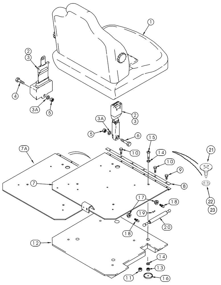 Схема запчастей Case 85XT - (09-29) - SEAT, MOUNTING SUSPENSION (09) - CHASSIS