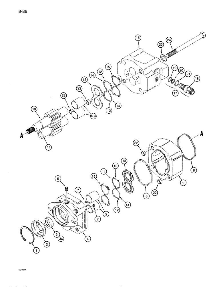 Схема запчастей Case 1085B - (8-086) - SWING HYDRAULIC MOTOR (08) - HYDRAULICS