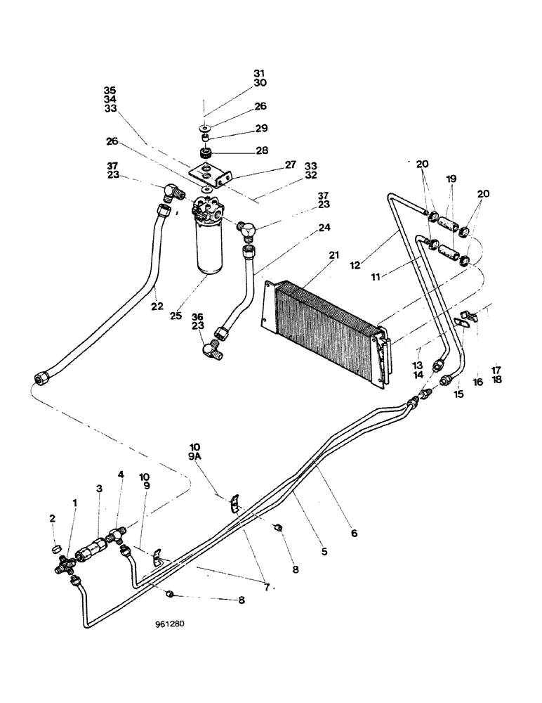 Схема запчастей Case 580G - (206) - EQUIPMENT HYDRAULIC SYSTEM - OIL COOLER, RETURN LINES, AND FILTER (08) - HYDRAULICS