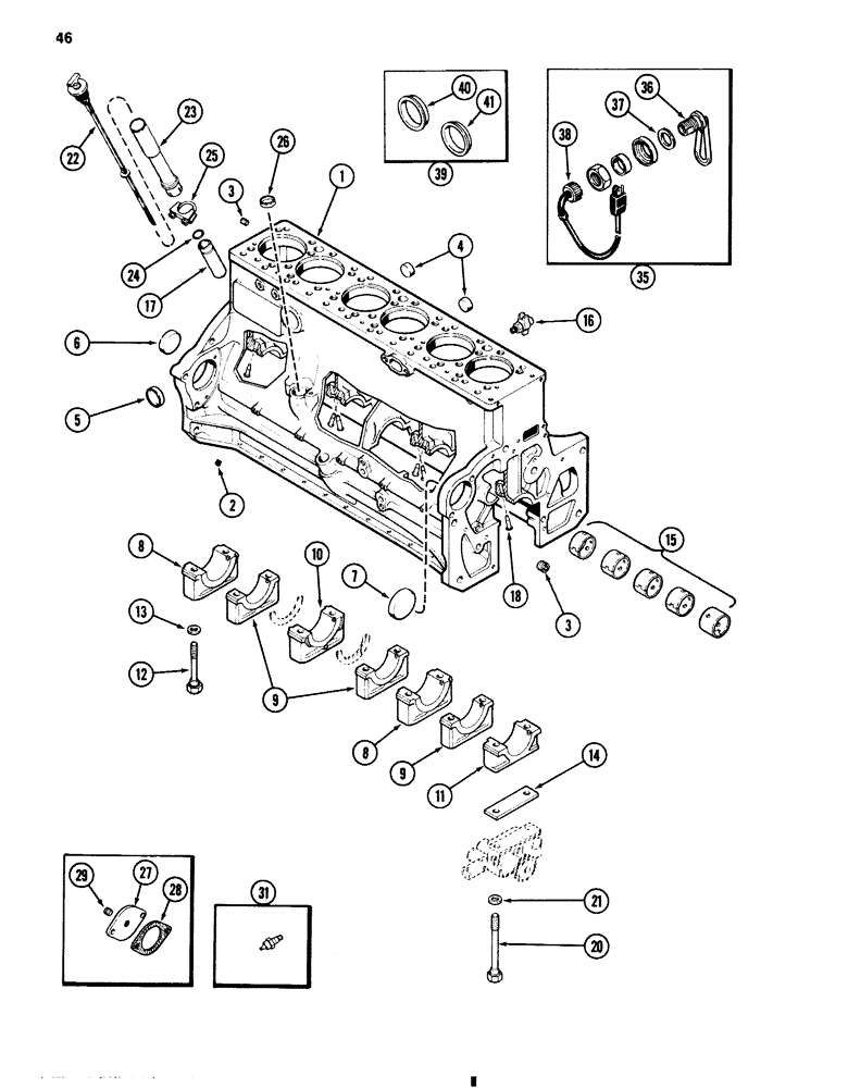 Схема запчастей Case 1080 - (046) - CYLINDER BLOCK, 504BDT DIESEL ENGINE (10) - ENGINE