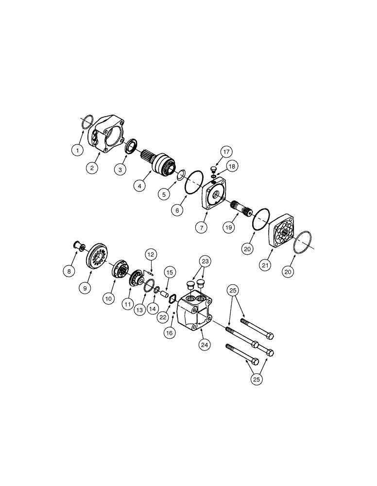 Схема запчастей Case 885 AWD - (08-068[01]) - CIRCLE HYDRAULIC CIRCUIT - TURN-CIRCLE HYDRAULIC MOTOR (08) - HYDRAULICS