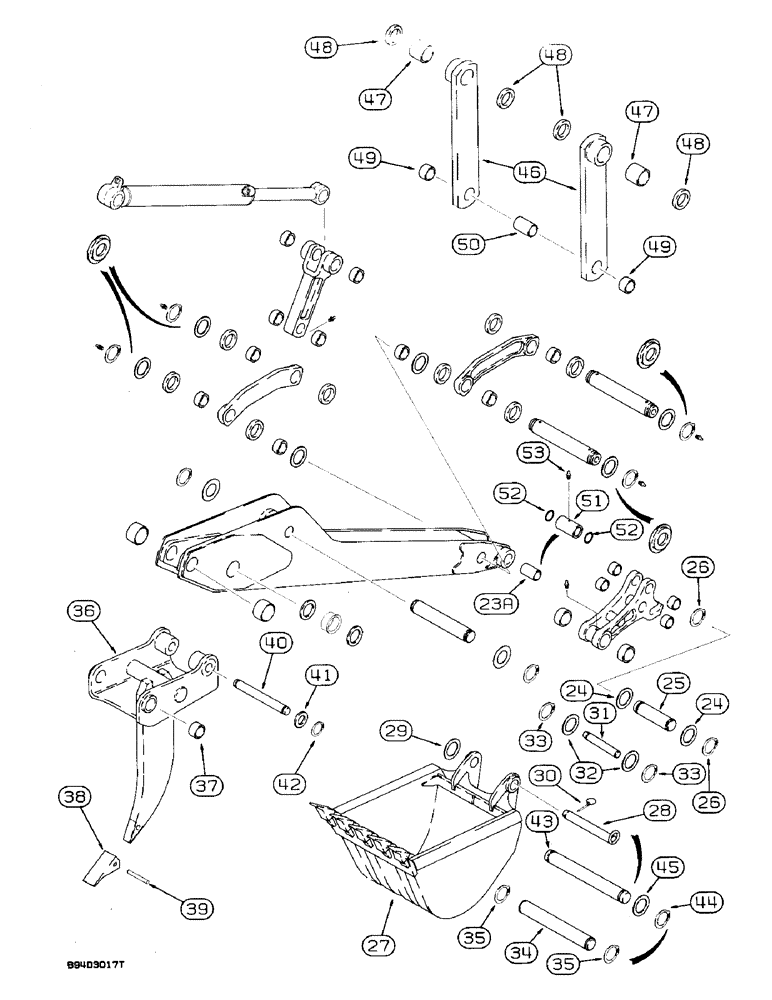 Схема запчастей Case 590 - (9-046) - BACKHOE DIPPER AND BUCKET, OPTIONAL BACKHOE BUCKET LINKS (09) - CHASSIS/ATTACHMENTS