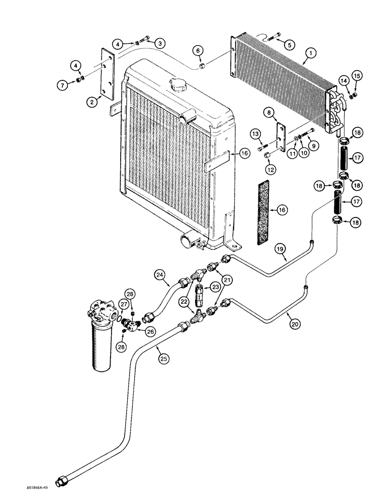 Схема запчастей Case 480F LL - (8-054) - PTO HYDRAULIC COOLING SYSTEM (08) - HYDRAULICS