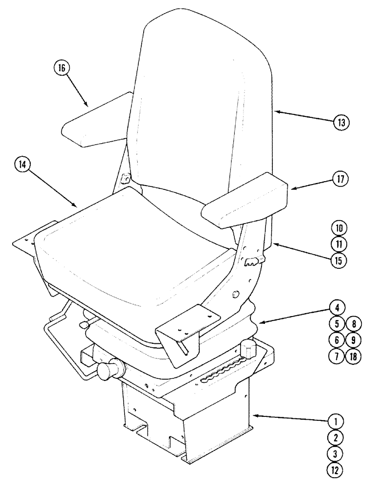 Схема запчастей Case 580SK - (9-130) - DELUXE SUSPENSION SEAT ASSEMBLY, (NS03), PRESTIGE/SERVOPOWER VERSION (09) - CHASSIS/ATTACHMENTS