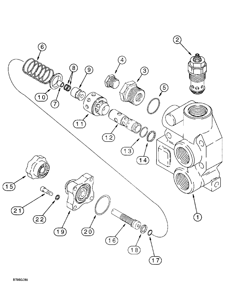 Схема запчастей Case 580L - (8-108) - THREE-POINT HITCH CONTROL VALVE, INLET/OUTLET SECTION (08) - HYDRAULICS
