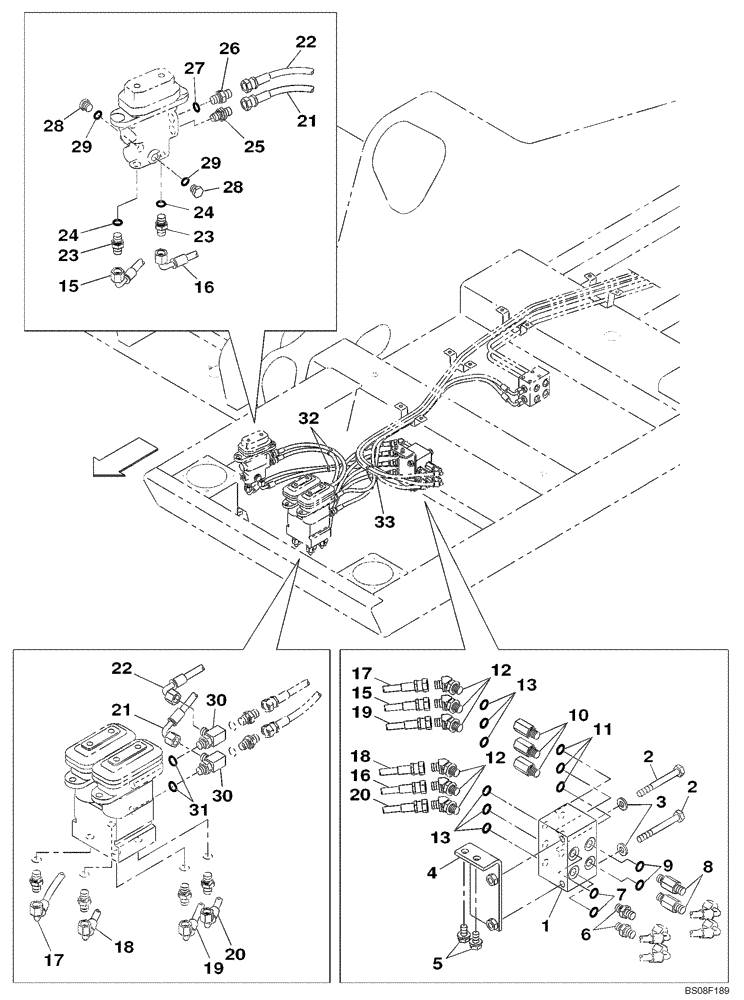 Схема запчастей Case CX470B - (06-07) - HYDRAULICS - TRAVEL CONTROL, SINGLE PEDAL (06) - POWER TRAIN