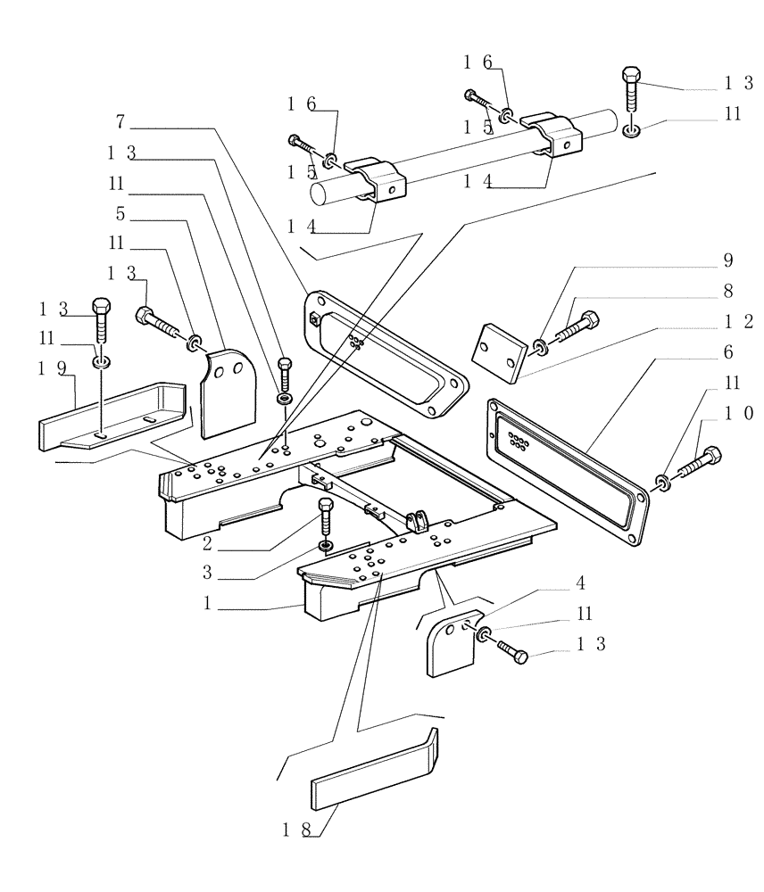 Схема запчастей Case 1850K LT - (5.645[01]) - ROPS SUPPORT (10) - HOODS/CAB