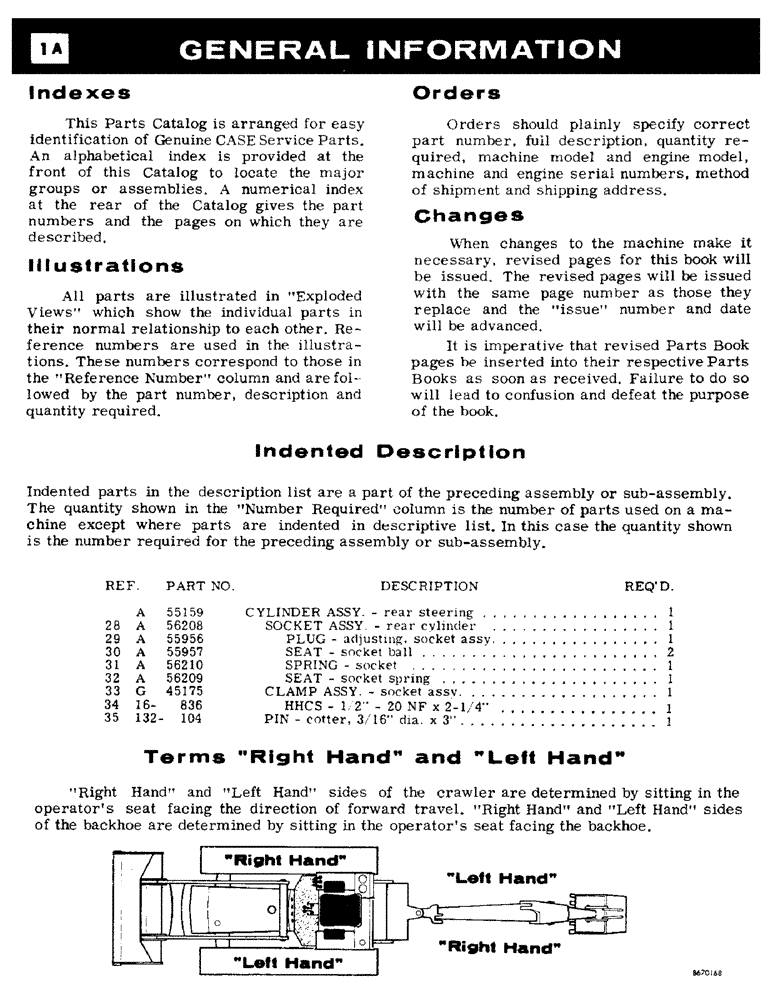Схема запчастей Case 310G - (001A) - GENERAL INFORMATION (00) - GENERAL