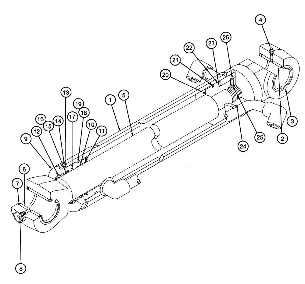 Схема запчастей Case 9040 - (8-96) - BUCKET CYLINDER ASSEMBLY, LONG REACH MODELS (08) - HYDRAULICS