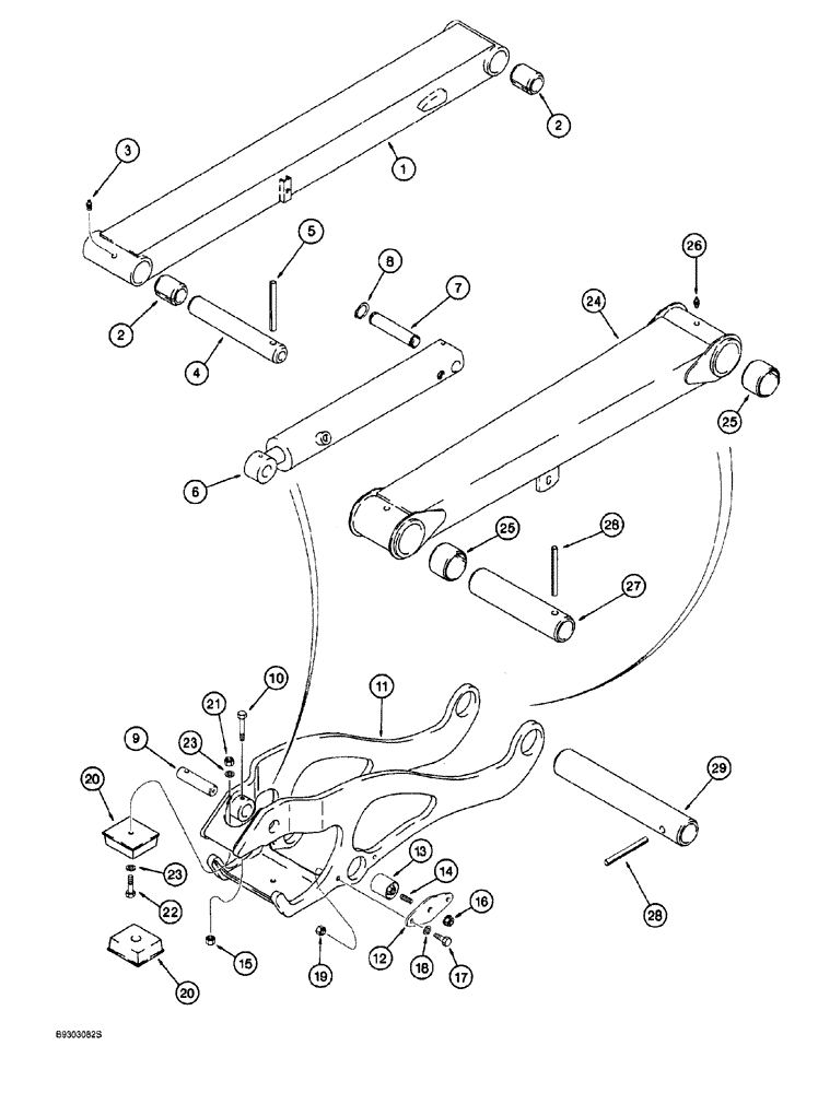 Схема запчастей Case 760 - (09-125C) - PLOW LIFT ARMS AND MOUNTING, P.I.N. JAF0104938 AND AFTER, PLOWS W/OPEN LIFT CRADLE (ITEM 11) (89) - TOOLS