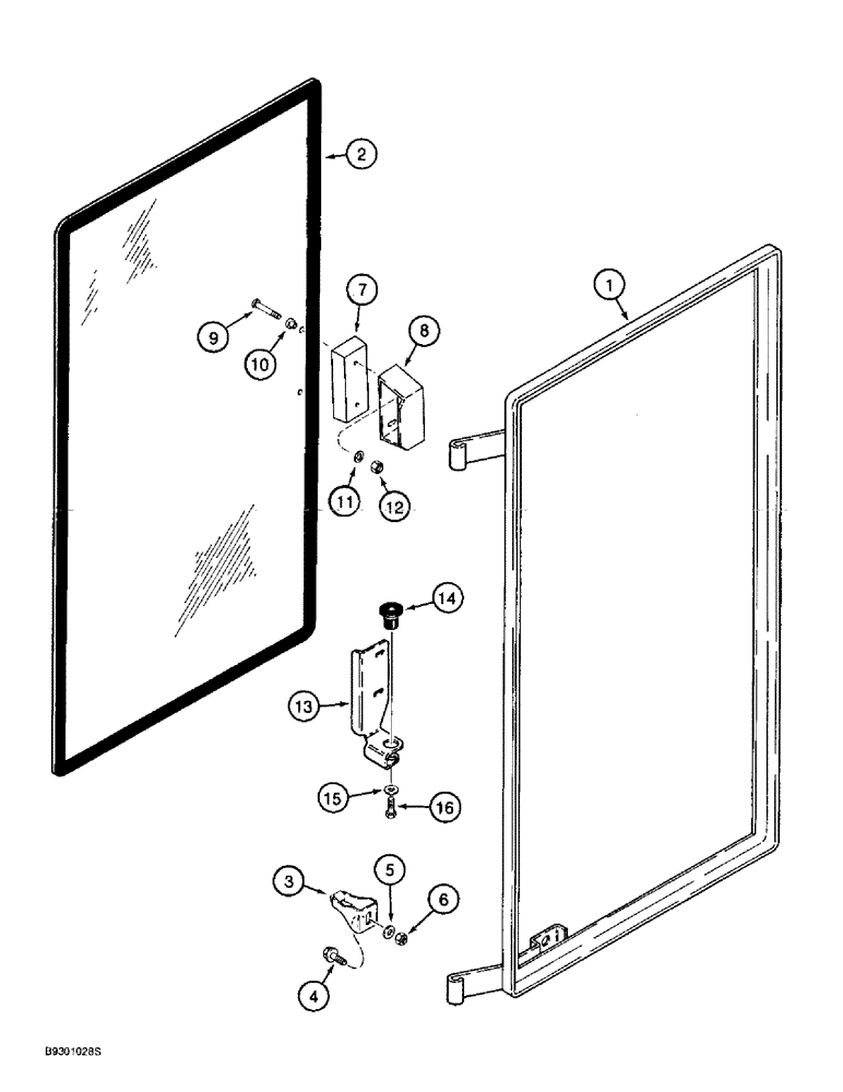 Схема запчастей Case 621B - (9-070) - CAB DOOR WINDOW (09) - CHASSIS/ATTACHMENTS