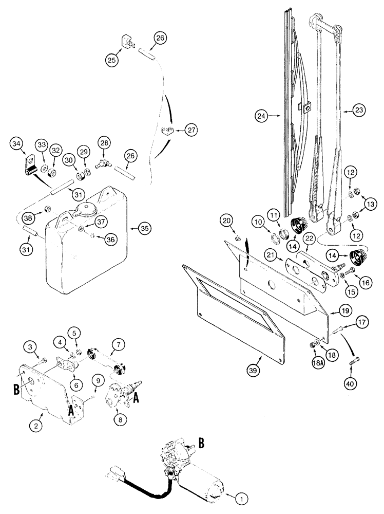 Схема запчастей Case 921B - (4-052) - FRONT WIPER (04) - ELECTRICAL SYSTEMS