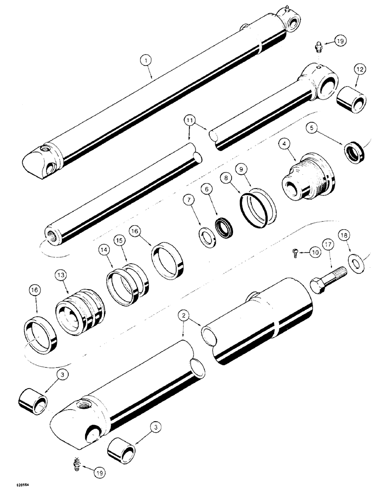 Схема запчастей Case W4 - (158) - G102358 LOADER BUCKET CYLINDER (08) - HYDRAULICS