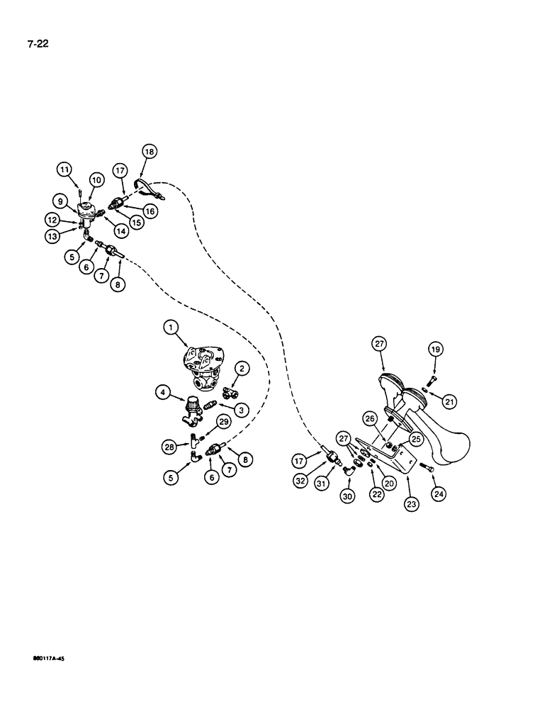 Схема запчастей Case W14B - (7-22) - BRAKE SYSTEM, TREADLE TO HORN (07) - BRAKES