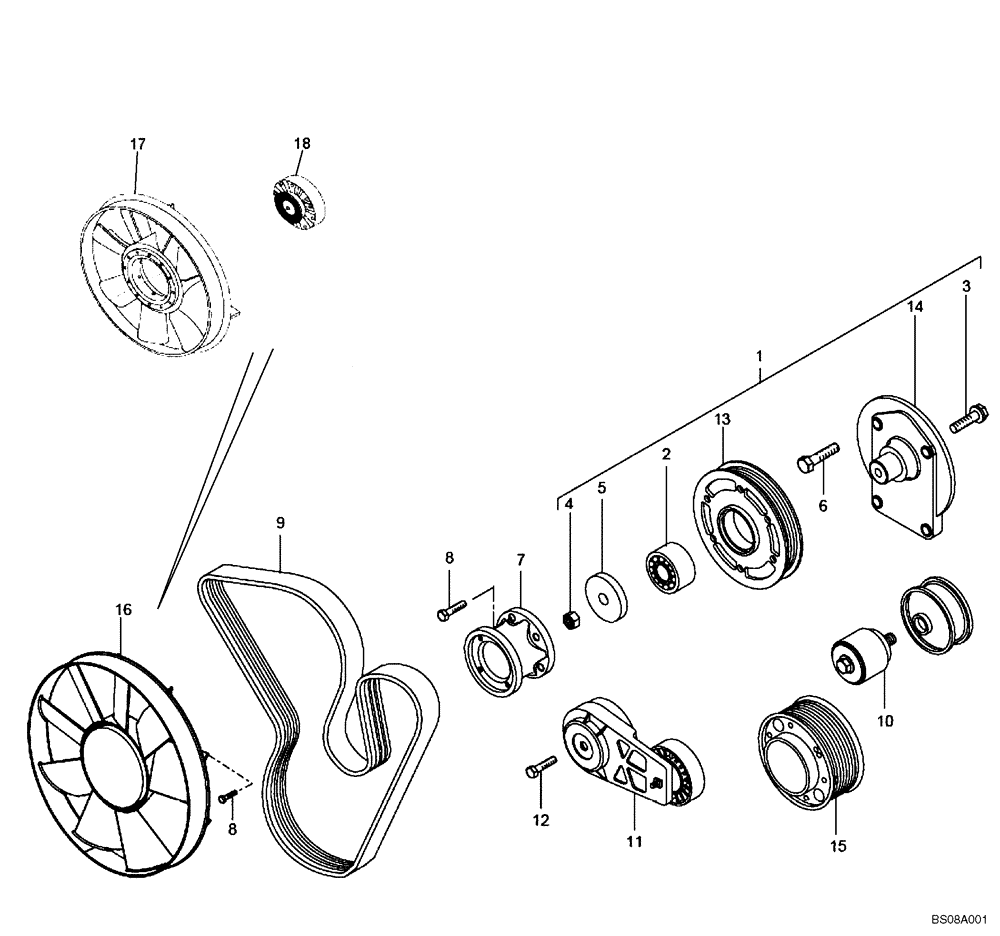 Схема запчастей Case 330B - (01A00010303[001]) - TENSIONER, FAN BELT (87742489) (01) - ENGINE