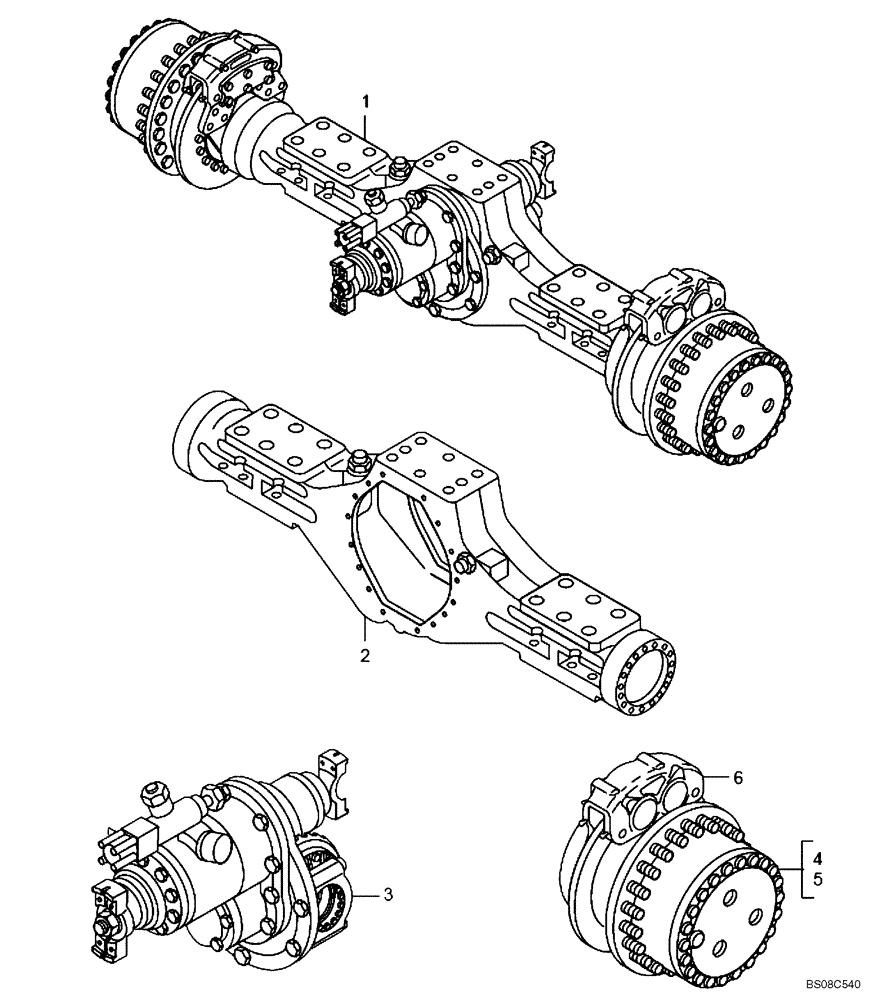 Схема запчастей Case 335B - (32A00010058[001]) - SECTION INDEX, INTERMEDIATE AXLE (89500423514) (11) - AXLES/WHEELS