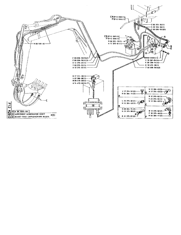 Схема запчастей Case 90BCL - (220) - BUCKET FEED COMPLEMENTARY ACCESS (07) - HYDRAULIC SYSTEM