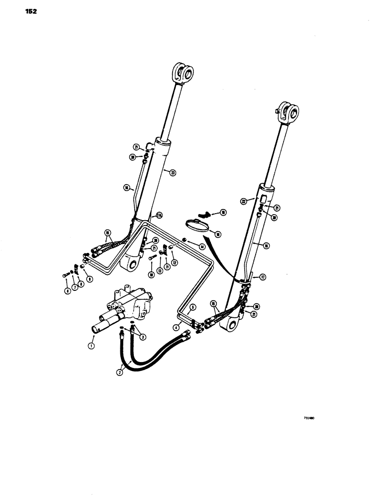 Схема запчастей Case 450 - (152) - LOADER LIFT HYDRAULIC CIRCUIT (07) - HYDRAULIC SYSTEM
