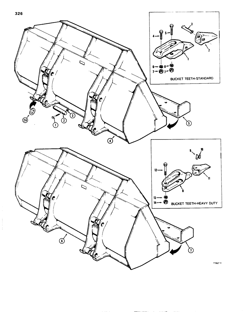Схема запчастей Case 850B - (326) - LOADER BUCKETS (05) - UPPERSTRUCTURE CHASSIS