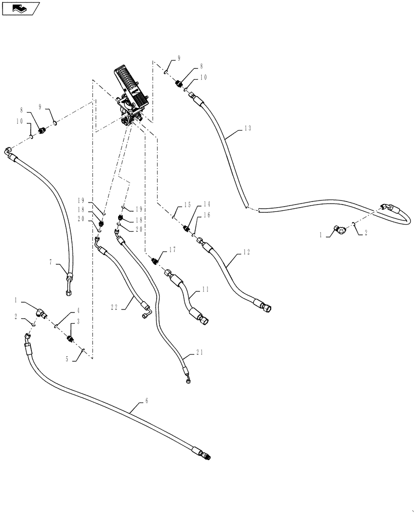 Схема запчастей Case 521F - (33.202.13) - BRAKE VALVE HYDRAULIC LINES (33) - BRAKES & CONTROLS