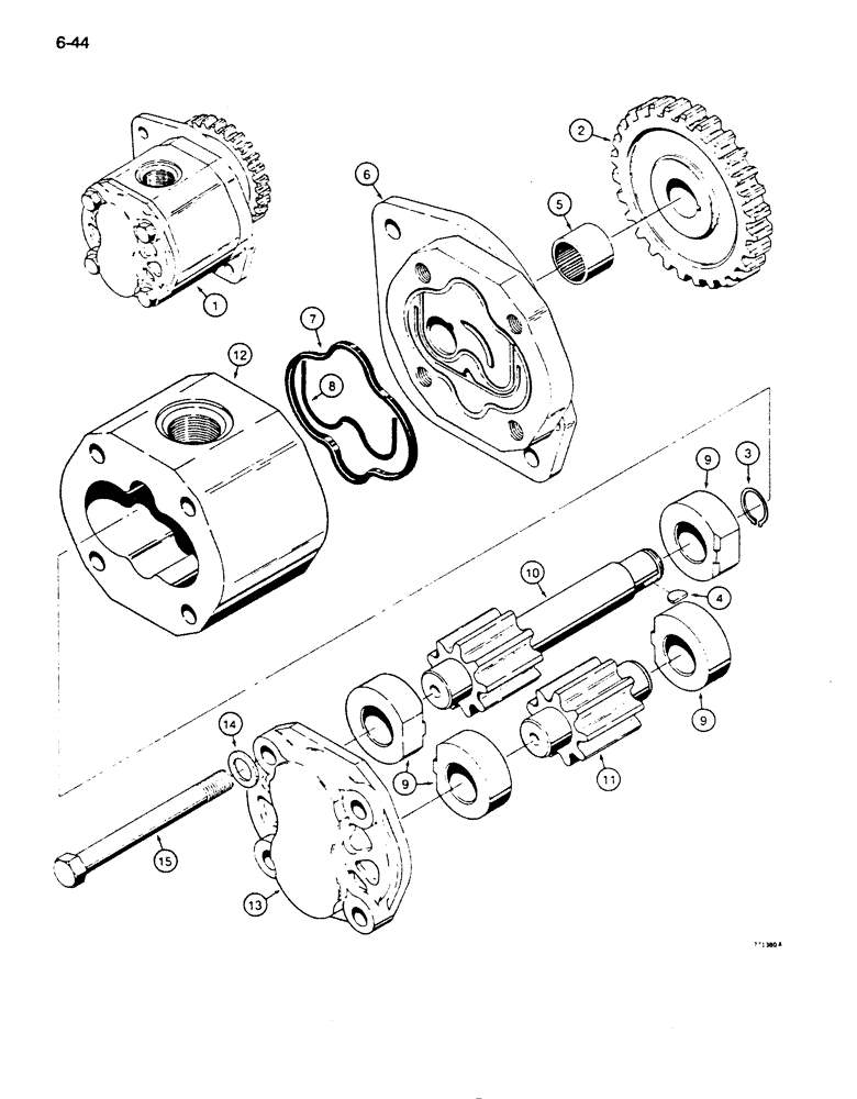 Схема запчастей Case 850D - (6-44) - R30678 TRANSMISSION CHARGING PUMP (06) - POWER TRAIN