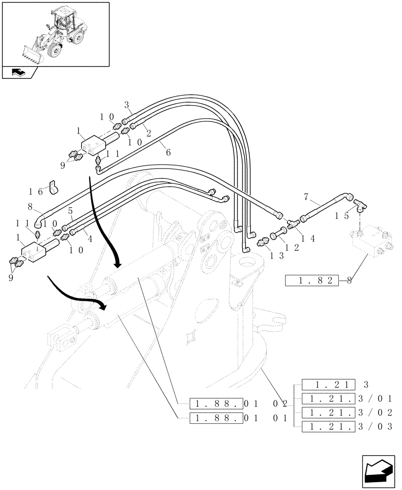 Схема запчастей Case 21E - (082) - CYLINDER LOCK VALVE - BEFORE DATE 17 DECEMBER, 2008 (07) - HYDRAULIC SYSTEMS