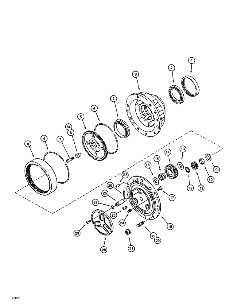 Схема запчастей Case 586E - (6-52) - REAR DRIVE AXLE, PLANETARY (06) - POWER TRAIN
