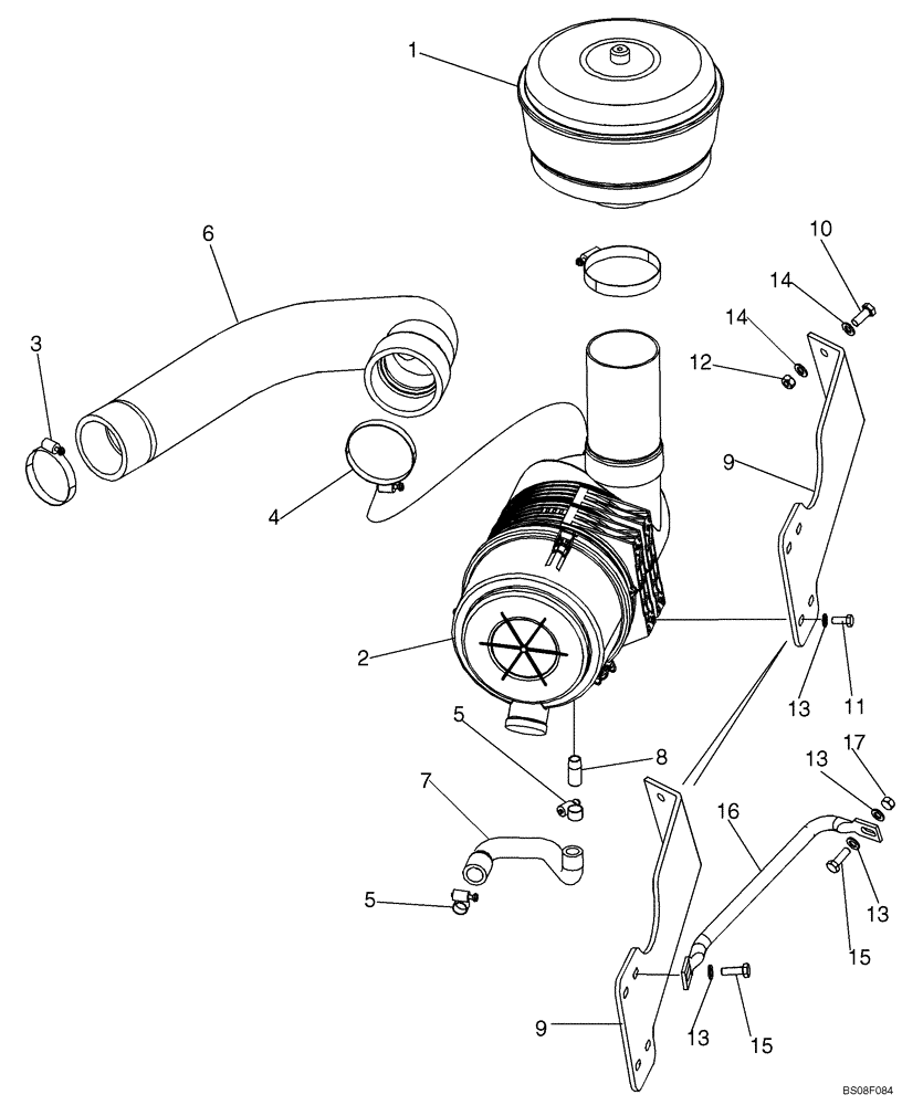 Схема запчастей Case 588G - (02-03) - AIR CLEANER - AIR INTAKE PARTS (02) - ENGINE