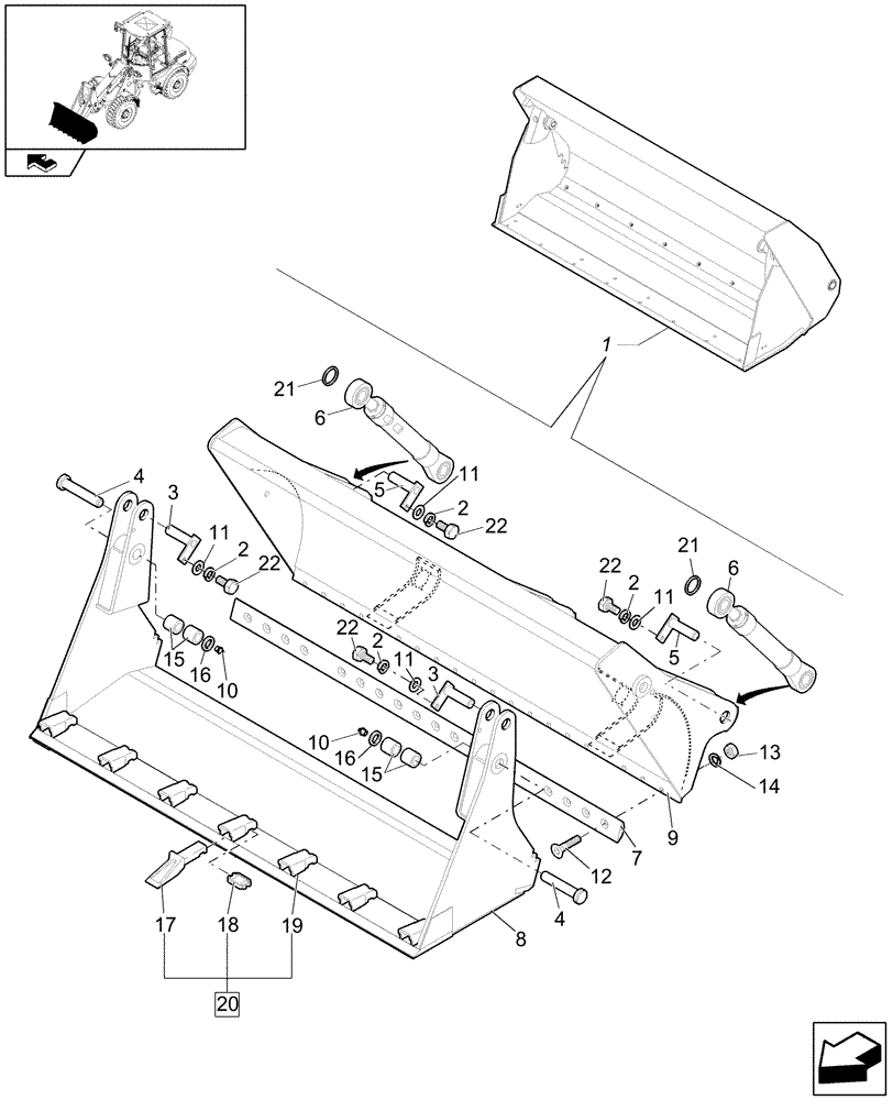 Схема запчастей Case 221E - (64.010[2811789001]) - CLAMSHELL 0,9M3 X 2100-WITH TEETH (82) - FRONT LOADER & BUCKET