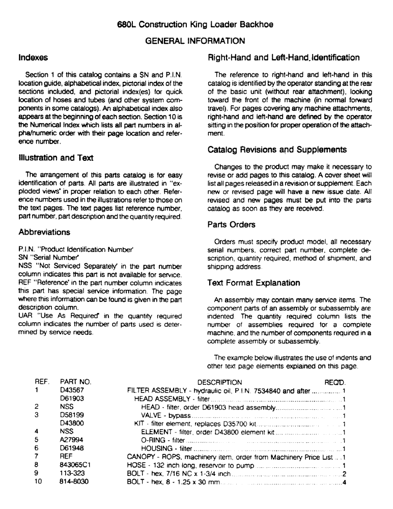 Схема запчастей Case 680L - (1-04) - GENERAL INFORMATION (00) - PICTORIAL INDEX