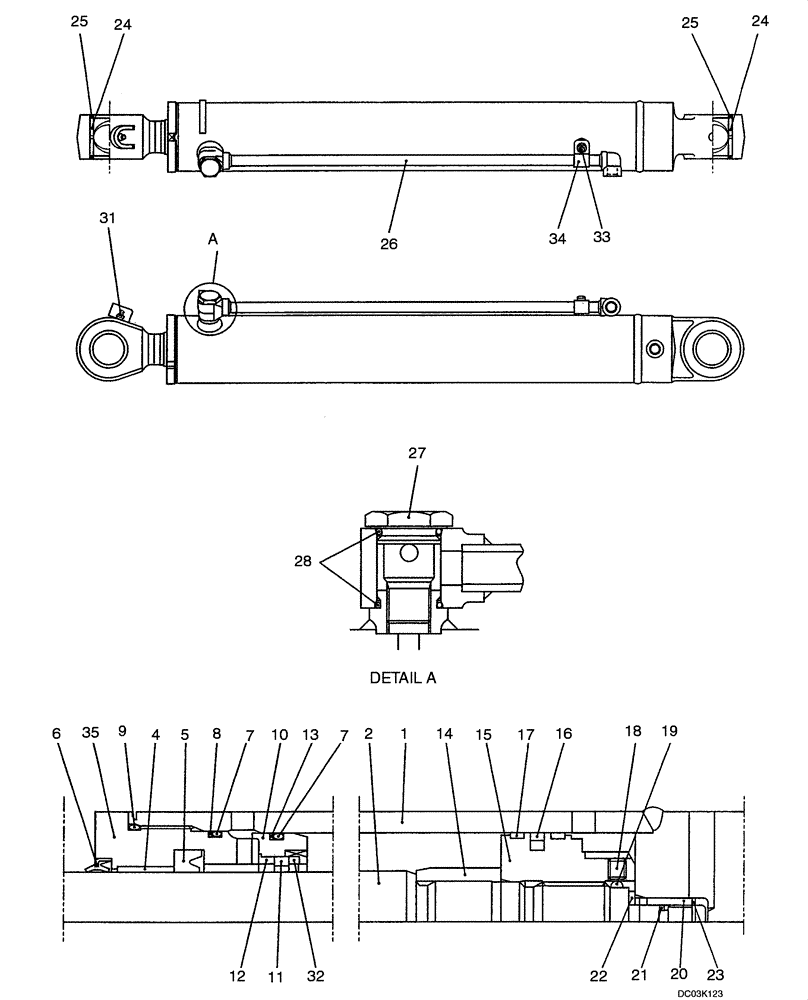 Схема запчастей Case CX47 - (08-65[00]) - CYLINDER, SWING (08) - HYDRAULICS