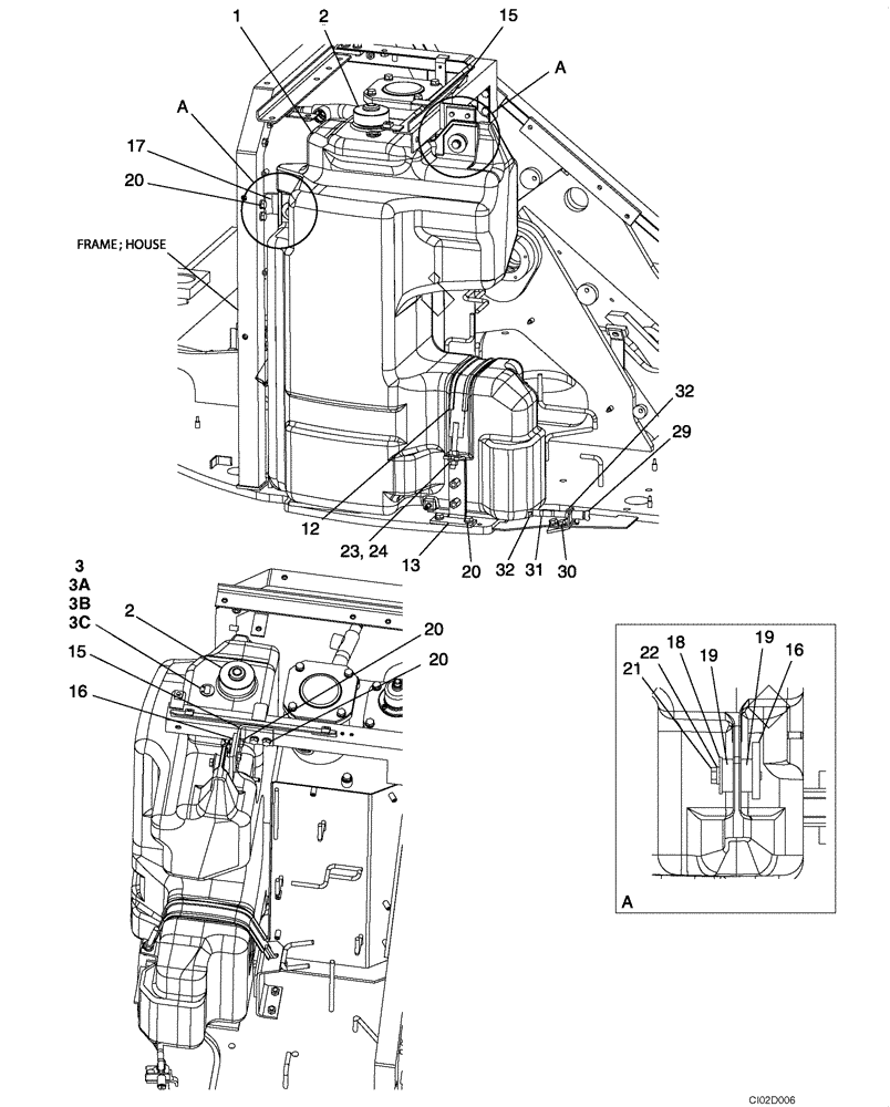 Схема запчастей Case CX75SR - (03-01) - FUEL TANK (03) - FUEL SYSTEM