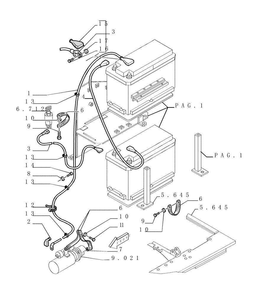 Схема запчастей Case 1850K LT - (6.701[02]) - BATTERY - SEAT AND SUPPORT (13) - Electrical System / Decals