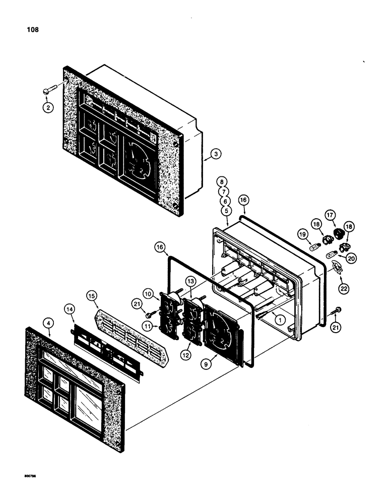 Схема запчастей Case 580SD - (108) - INSTRUMENT CLUSTER (04) - ELECTRICAL SYSTEMS